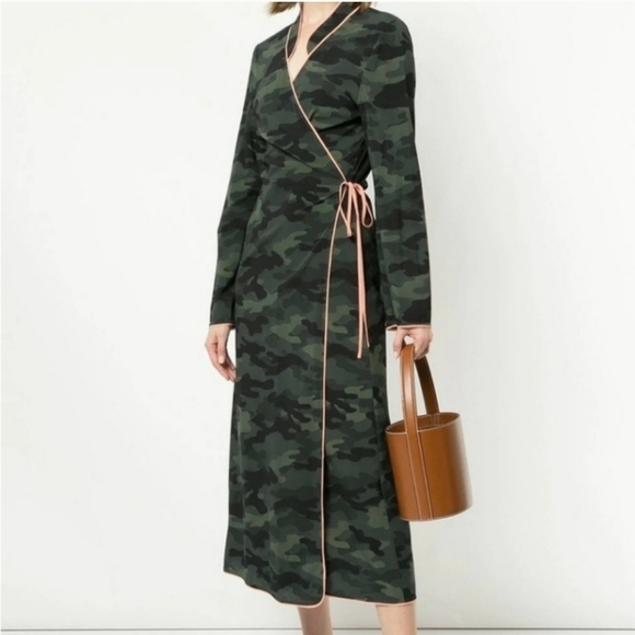 The Upside Beach Camo Kimono Wrap Dress Green Midi Maxi Length - Picture 1 of 10